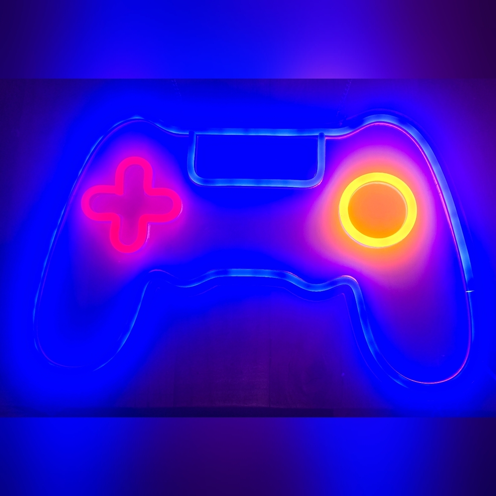 Neon LED Video Game Controller Wall Sign Gaming Room Decor